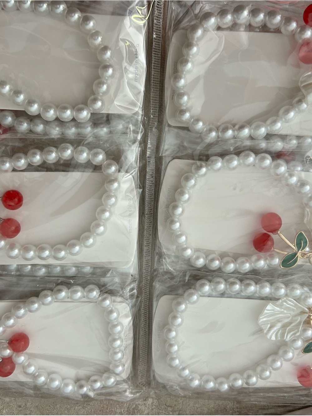 4/$100 Pearl and cherry wristlet keychain pack of 12 NWT